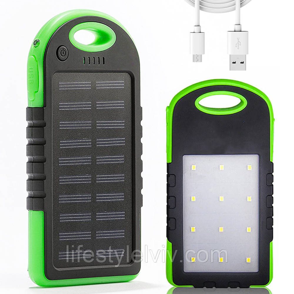 Повербанк 50000 mAh, із сонячною батареєю та ліхтариком ES500 ...