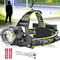 Ліхтар налобний BL-8003-P50, 2x18650, zoom, microUSB / Ліхтарик на голову з датчиком руху
