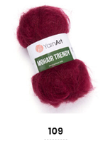 Нитки пряжа для в'язання мохерова MOHAIR TRENDY YARNART Мохер Тренді ЯрнАрт № 109 - рожевий