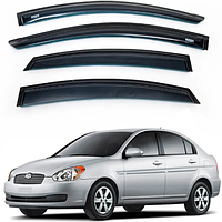 Дефлекторы окон Hyundai Accent седан 2006-2010 (скотч) AV-Tuning. Ветровики на Hyundai Accent