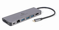 Док станция USB-C 5-в-1 (хаб/HDMI/PD/Кард ридер/LAN), серый Cablexpert A-CM-COMBO5-05 - MegaLavka