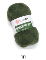 Нитки пряжа для вязания мохеровая MOHAIR TRENDY YARNART Мохер Тренди ЯрнАрт № 111 - зеленый