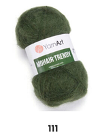 Нитки пряжа для в'язання мохерова MOHAIR TRENDY YARNART Мохер Тренді ЯрнАрт № 111 - зелений