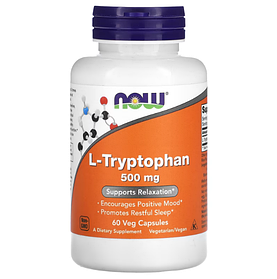 L-триптофан L-Tryptophan NOW Foods 500 мг 60 рослинних капсул (500 мг у 1 капсулі)