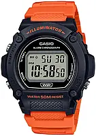 Часы Casio W-219H-4A наручные мужские спортивные, оранжевые / черные | Casio оригинал с гарантией на 2 года