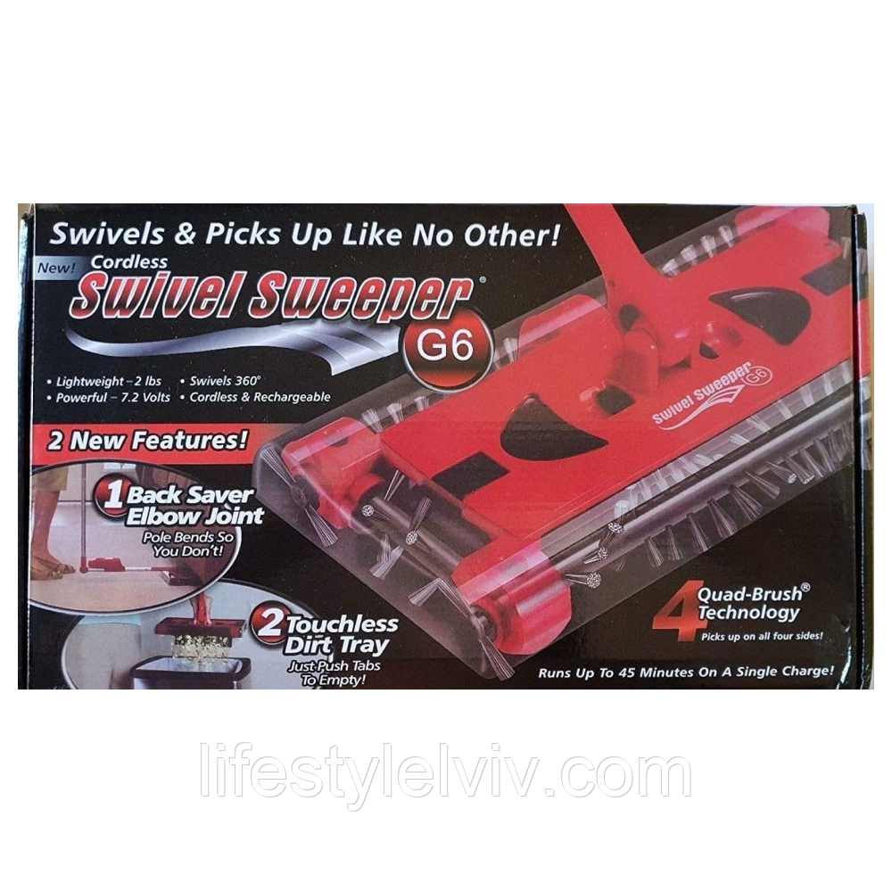 Электрический веник со складной ручкой, Swivel Sweeper G6 / Многофункциональный электровеник для сухой уборки - фото 10 - id-p2112348303
