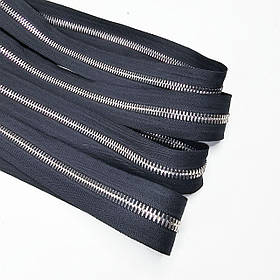 Блискавка рулонна металева двостороння Т8  чорна нікель, срібло