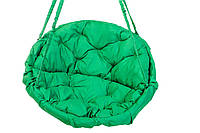 Садовая качель подвесная диаметр 96 см до 120 кг цвет зеленый, круглая качеля мягкая зеленого цвета KLH-01