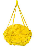 Садовая качель подвесная диаметр 96 см до 120 кг цвет желтый, круглая качеля мягкая желтого цвета KLH-01