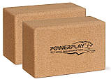 Блоки для йоги 2шт. PowerPlay PP_4006 з пробкового дерева Cork Yoga Block (пара) + резинка 7.5кг супротив, фото 2