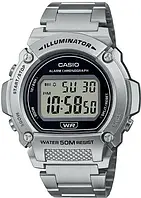 Часы Casio W-219HD-1A наручные мужские спортивные на стальном браслете светло - серые | оригинал, гарантияц