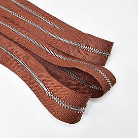 Блискавка рулонна металева двостороння Т5 коричнева, кон*ячна, нікель,срібло