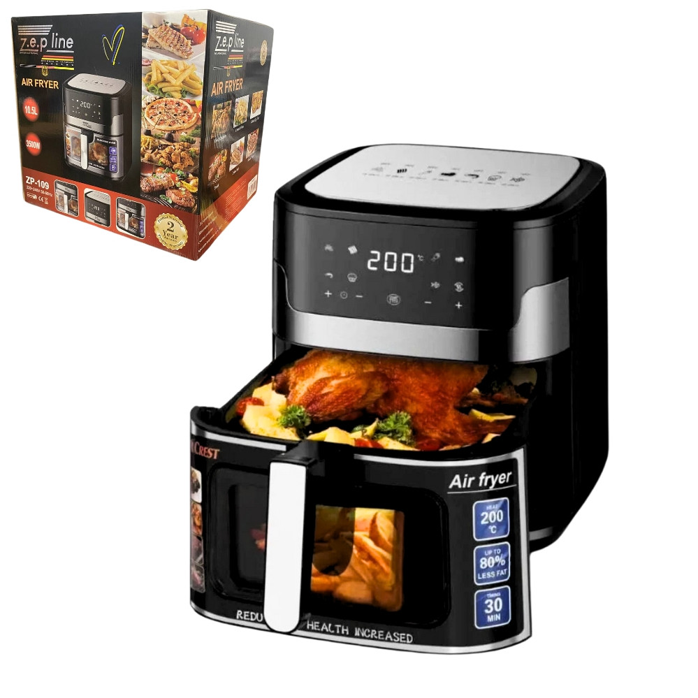 Фритюрниця без масла Zepline ZP-109 3500W сенсорна аерофрітюрниця мультипіч безмасляна 10,5л для дому