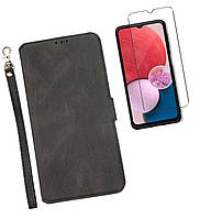 Комплект защиты для Samsung Galaxy A33 5G чехол книга и стекло 2 шт (черный)