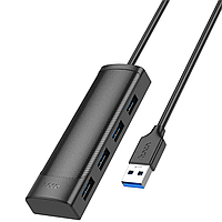 USB-HUB хаб 4-в-1 HOCO HB41 |USB to USB3.0*4/0.2M| Черный 44997