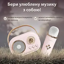 Портативна Bluetooth-колонка для караоке з мікрофоном на акумуляторі, мінікараоке, фото 3