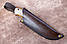 Ніж ручної роботи нескладний Боров, мисливський ніж з дамаської сталі, зі шкіряним чохлом у комплекті, фото 5