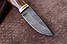 Ніж ручної роботи нескладний Боров, мисливський ніж з дамаської сталі, зі шкіряним чохлом у комплекті, фото 4