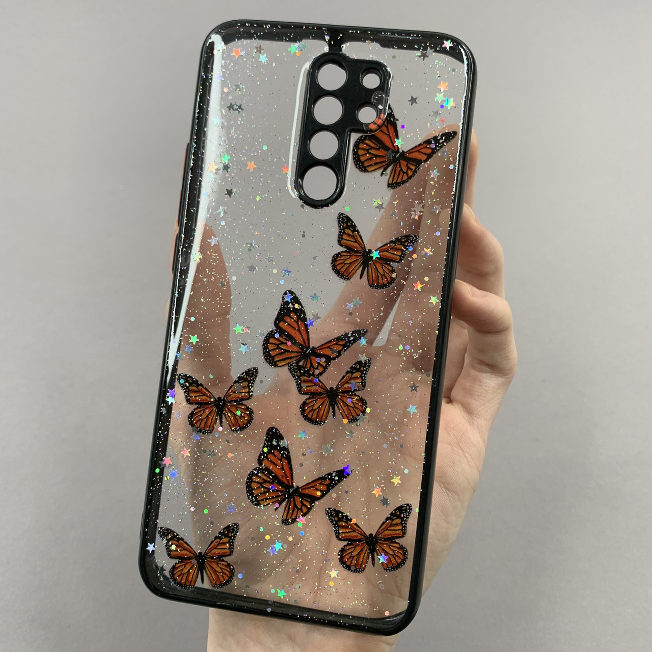 Чохол для Xiaomi Redmi 9 чохол з метеликами із захистом камери на телефон сяомі редмі 9 чорний a0i