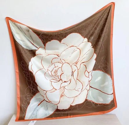 Шовкова хустка Крістел троянда  90*90 см коричневий, фото 1