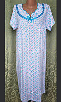 Женская ночная сорочка, рубашка ночная, трикотажная ночнушка с рукавами. Хлопок. 48 р.