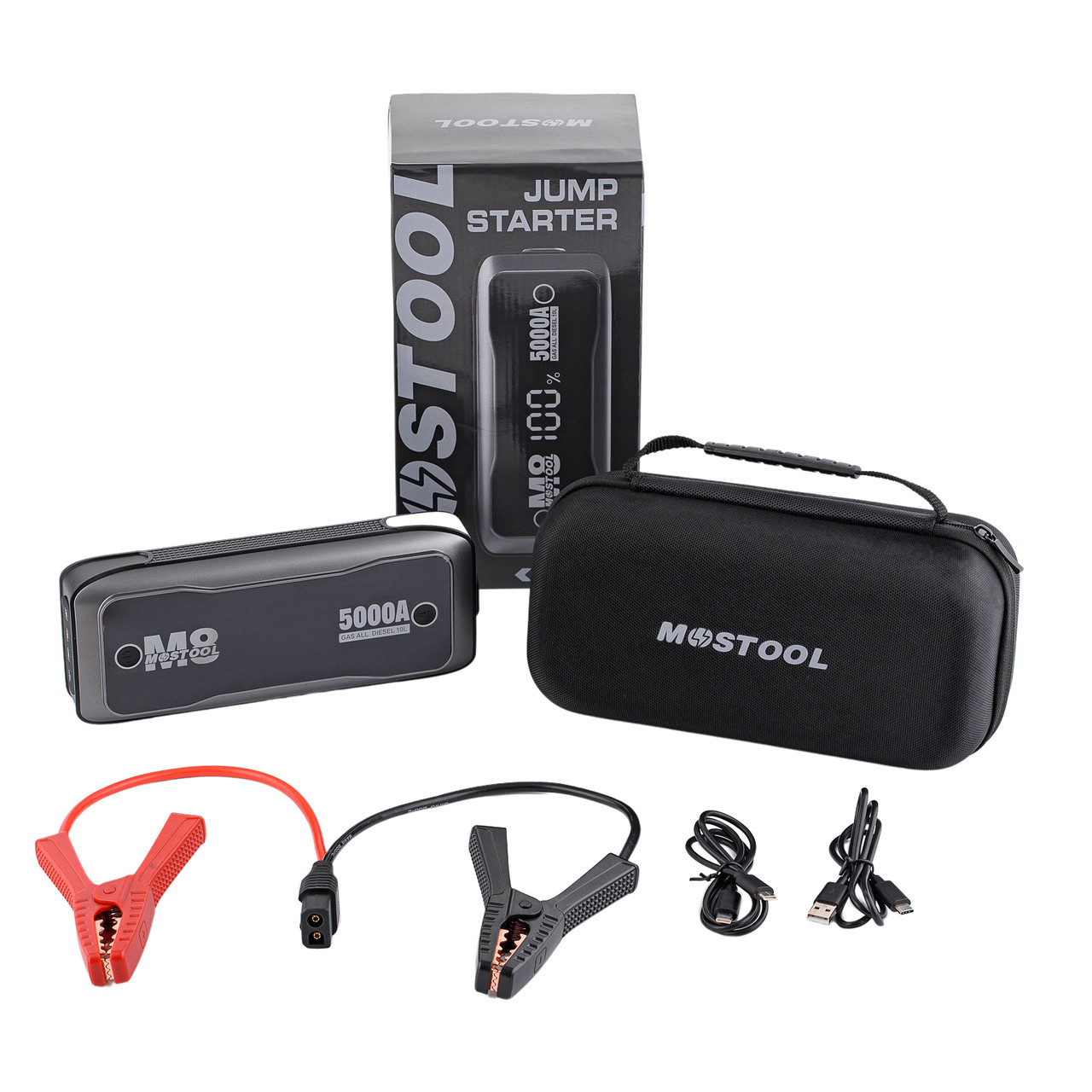 Пусковий пристрій Jump Starter для авто MOSTOOL M8 (5000A) 88,80Wh/24000mAh