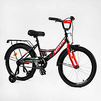 Дитячий велосипед 20" дюймів Чорно-червоний (6-9 років) Corso Maxis, сталева рама, ручне гальмо, дод колеса