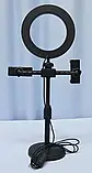 Кільцева Led Лампа Ring Light 16 см на Круглому Штативі з 2 Тримачами (зелена коробка), Набір для Блогера, фото 4