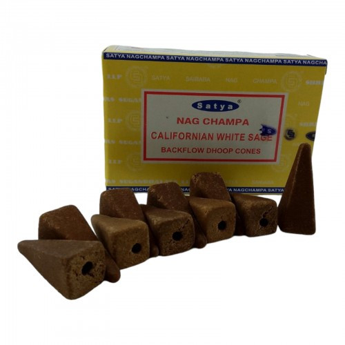 Конуси рідкий дим Біла Шавлія Backflow Dhoop Cone Satya California White Sage 10 конусів