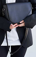 Жіноча сумка напівкругла через плече в 6-и кольорах. Чорний