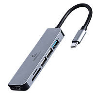 Док станция USB-C 6-в-1 (хаб/HDMI/картридер), серый Cablexpert A-CM-COMBO6-02 - Lux-Comfort