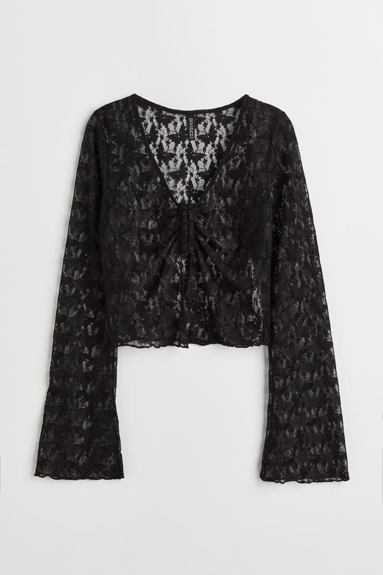 Блуза жіноча кружевна H&M XL 50/52 чорний арт 473