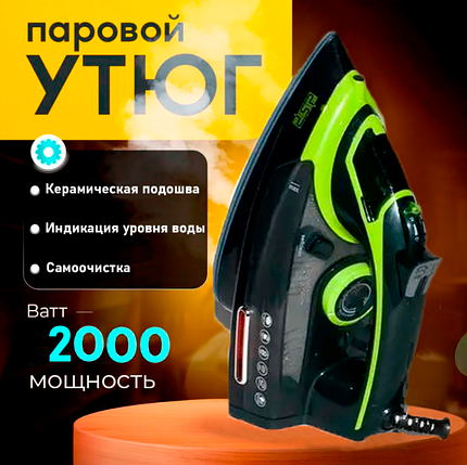 Праска парова з керамічною підошвою DSP KD1004 2000W, Праска з антипригарним покриттям і самоочищенням, фото 1