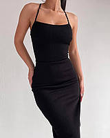 Жіноче привабливе, звабне плаття з відкритою спинкою, 42-44, 44-46, чорний, мокко, бежевий, рубчик.