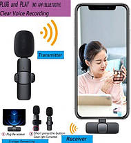 Петличний мікрофон бездротовий для смартфона IPHONE K9, Мікрофон для IPhone (IOS), фото 3