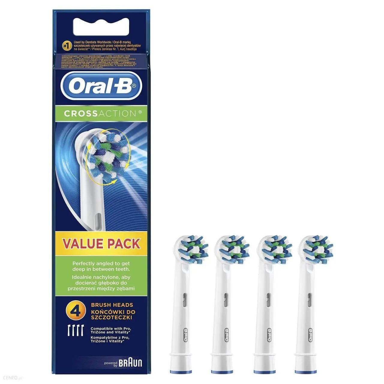Змінні зубні насадки ORAL-B EB50 Cross Action White 4 шт, Змінні насадки ORAL-B на зубну електрощітку