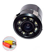 Автомобільна камера заднього виду з LED-підсвічуванням HD відео кругла врізна Чорний