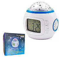 Настольные часы - проектор Music And Starry Sky Calendar 1038 с LED подсветкой, Музыкальный ночник проектор