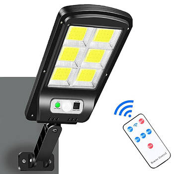 Вуличний LED ліхтар на сонячній батареї + пульт, Solar Light BL BK120-6COB / Світлодіодний світильник на стовп