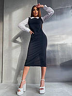 Женское стильное платье миди ткань: креп-дайвинг+хлопок Мод 189