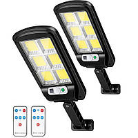 2 шт - Вуличний ліхтар на сонячній батареї Solar Light BL BK120-6COB / Вуличний світильник з пультом ДУ