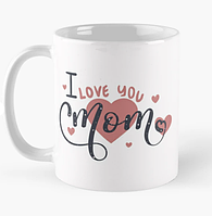 Чашка Керамическая кружка с принтом I love you mom Я люблю тебя мама для мамы Белая 330 мл