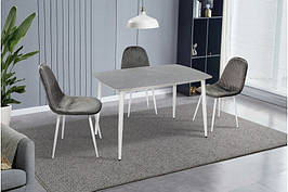 Стіл обідній нерозкладний з мармуровою стільницею Кіпарис Мікс меблі, колір білий / сірий мармур