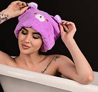 Полотенце шапка для сушки волос с ушками чалма для сауны бани Яркая шапочка для ванной сауны T10221145