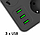 Мережевий фільтр XOKO SP-3-3-1, 2 м, 3 EU розетки, 1 міжнародна розетка, 3 USB сірий, фото 3