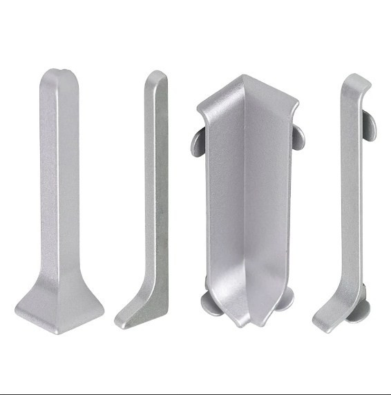 Фурнітура 60х12мм для алюмінієвого плінтуса срібло 60х12x2700мм RAL (кути, заглушки, з'єднання)