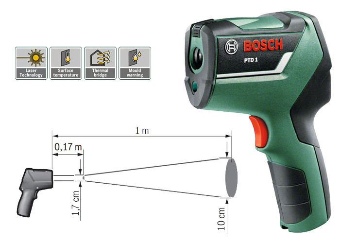 Термодетектор-пірометр Bosch PTD 1 (0603683000) - фото 4 - id-p2112409559