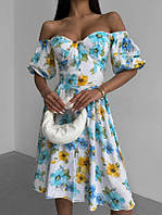 Жіноча квіткова сукня Мелісса з короткими рукавами бавовна Ded347
