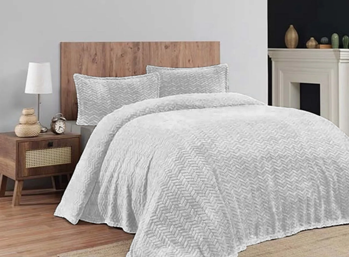 Покривало на ліжко євро розмір 220х240 з наволочками, покривало з прострочкою на двохспалку Світло сірий, фото 1