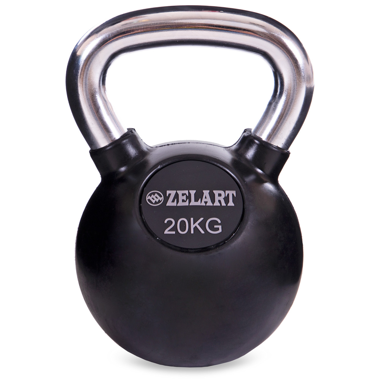Гиря гумова з хромованою ручкою 20 кг Zelart TA-5162-20